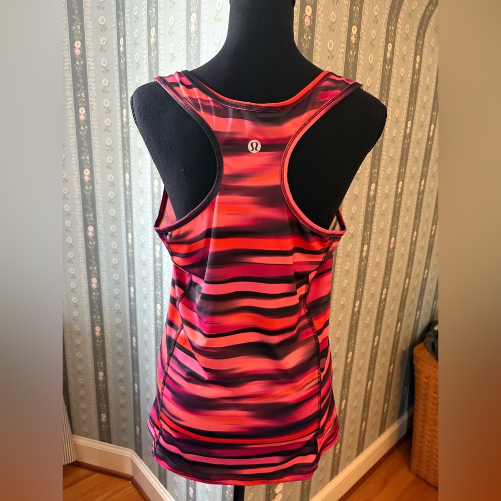 lululemon athletica Pink and Black Striped Tank Top
